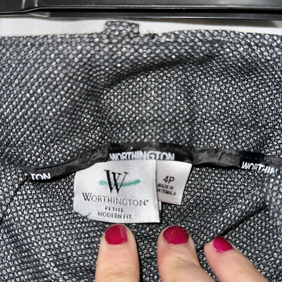 sparkly silver & black tweed modern fit Worthington dress pants size 4P - Picture 3 of 3